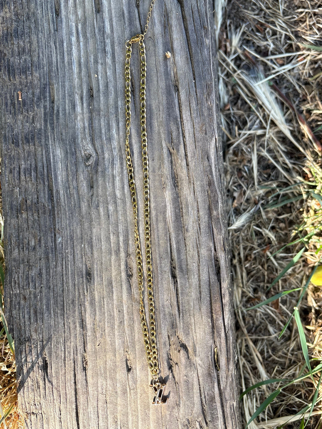 LV initials necklace